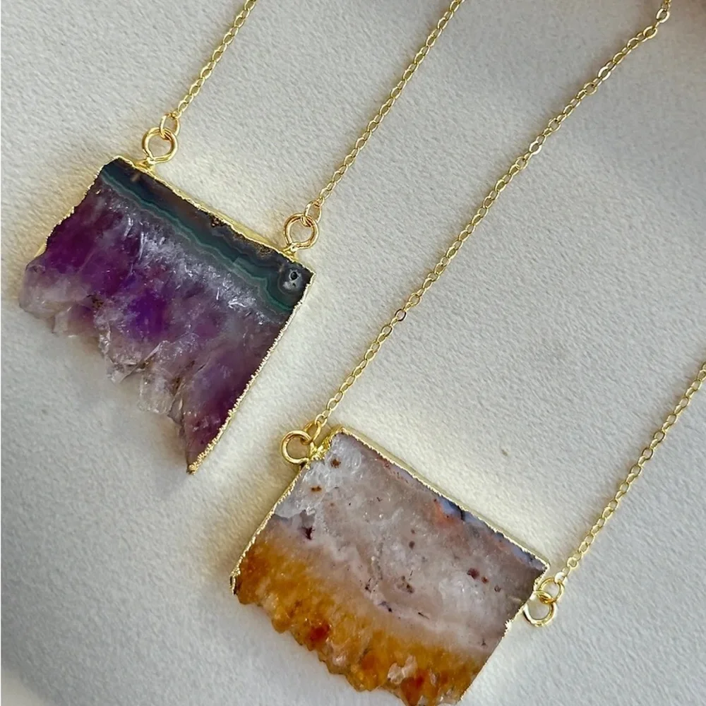 EASTON ELLE Natalie Rain Necklace 18” in Amethyst 18k gold NWT - Picture 2 of 4